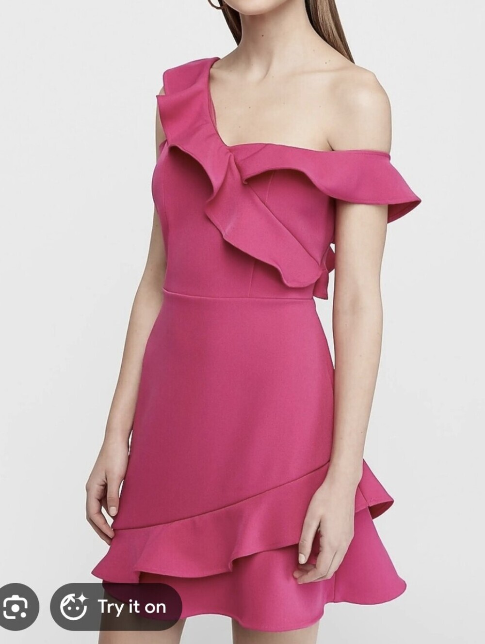 Express Sleeveless Ruffle-Trim Cress in Bright Pink Size L New